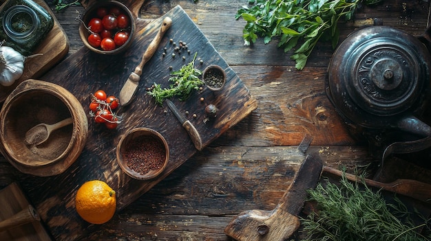 Home kitchen tools and ingredients